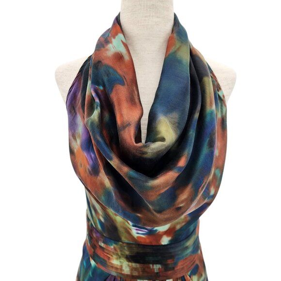 Catherine Malandrino Womens 2 Dress Silk Multicolor Abstract Cowl Neck Mini - Picture 2 of 11